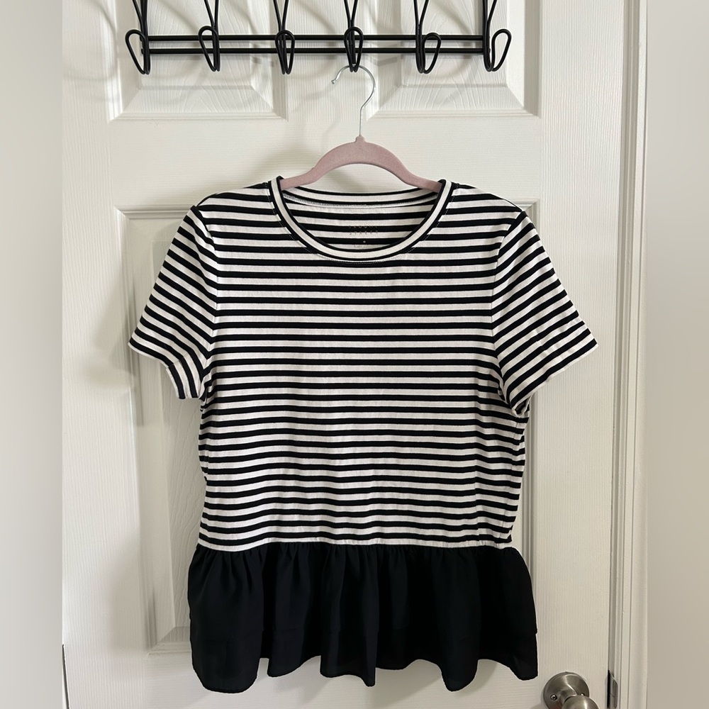 Kate Spade Striped Flounce Tee, Medium
